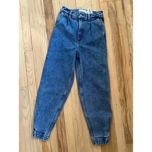 Abercrombie and Fitch FLAWED Ultra High Rise Tapered Blue Women's 0R 26 Painters